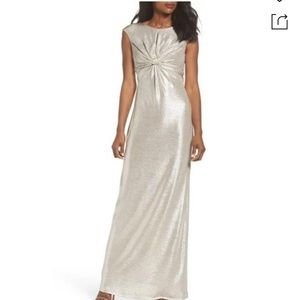 Platinum metallic long formal dress
